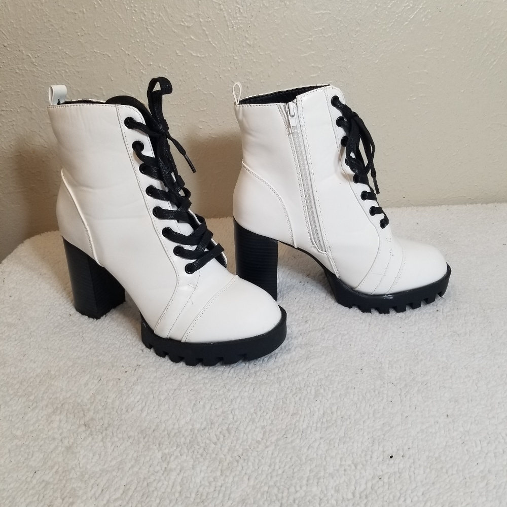 Charlotte Russe White combat boots Size 8